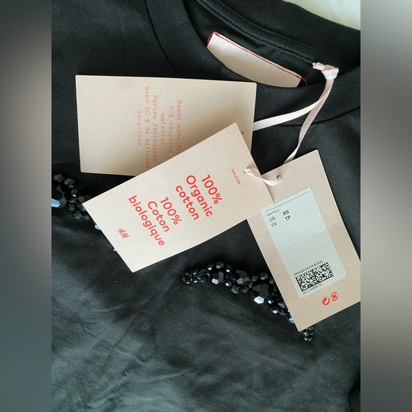 Simone Rocha x HM Beaded Appliquéd T-shirt Cotton Black Limited Edition XS NWT - Picture 15 of 15